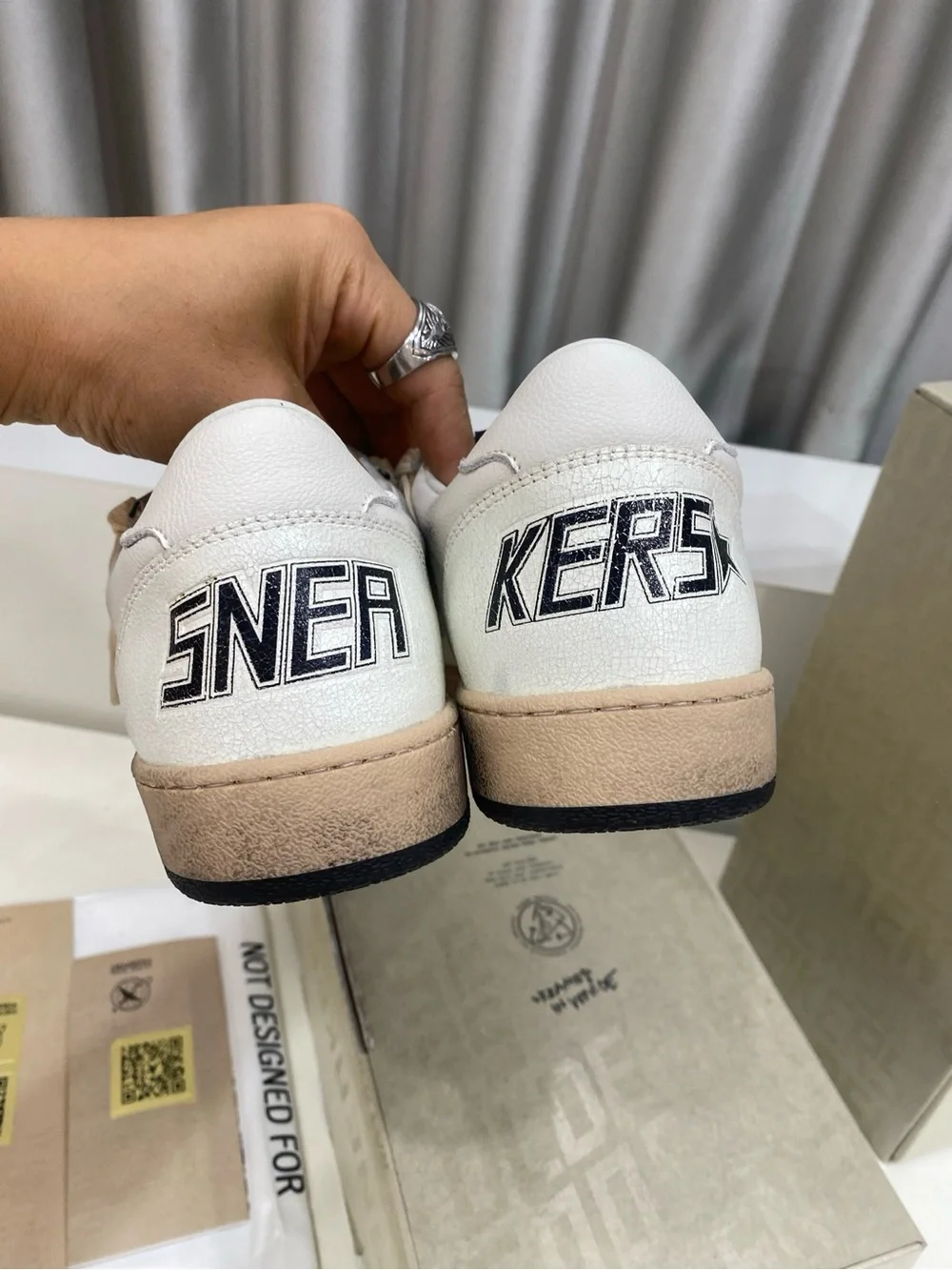 Golden Goose White Cream Sneakers with Silver Glitter Star